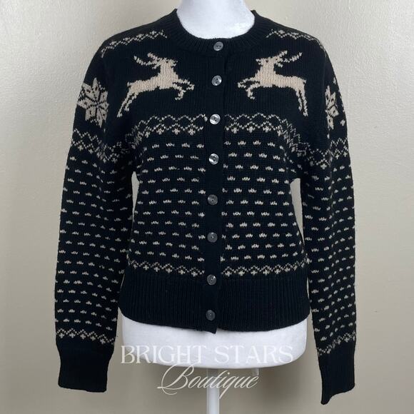 Rare Reindeer Cardigan ASO Sabrina The Teenage Witch Black Cream Vintage Holiday - Picture 5 of 11